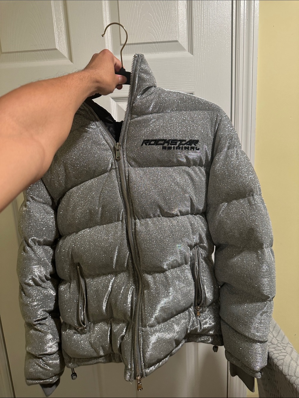 Men's Silver Puffer Jacket